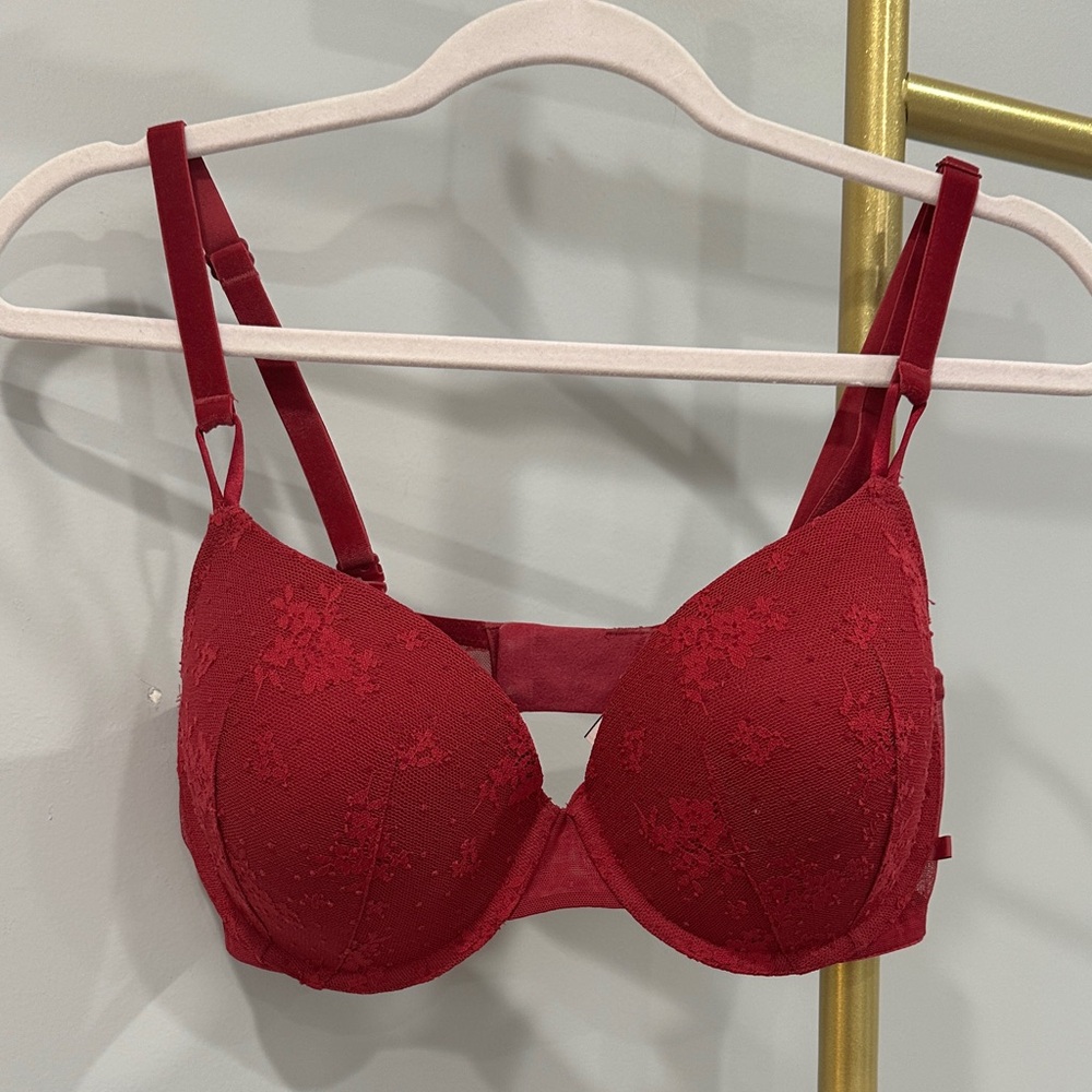 Victoria’s Secret Lined Demi Dark Magenta Bra With Minimal Padding
